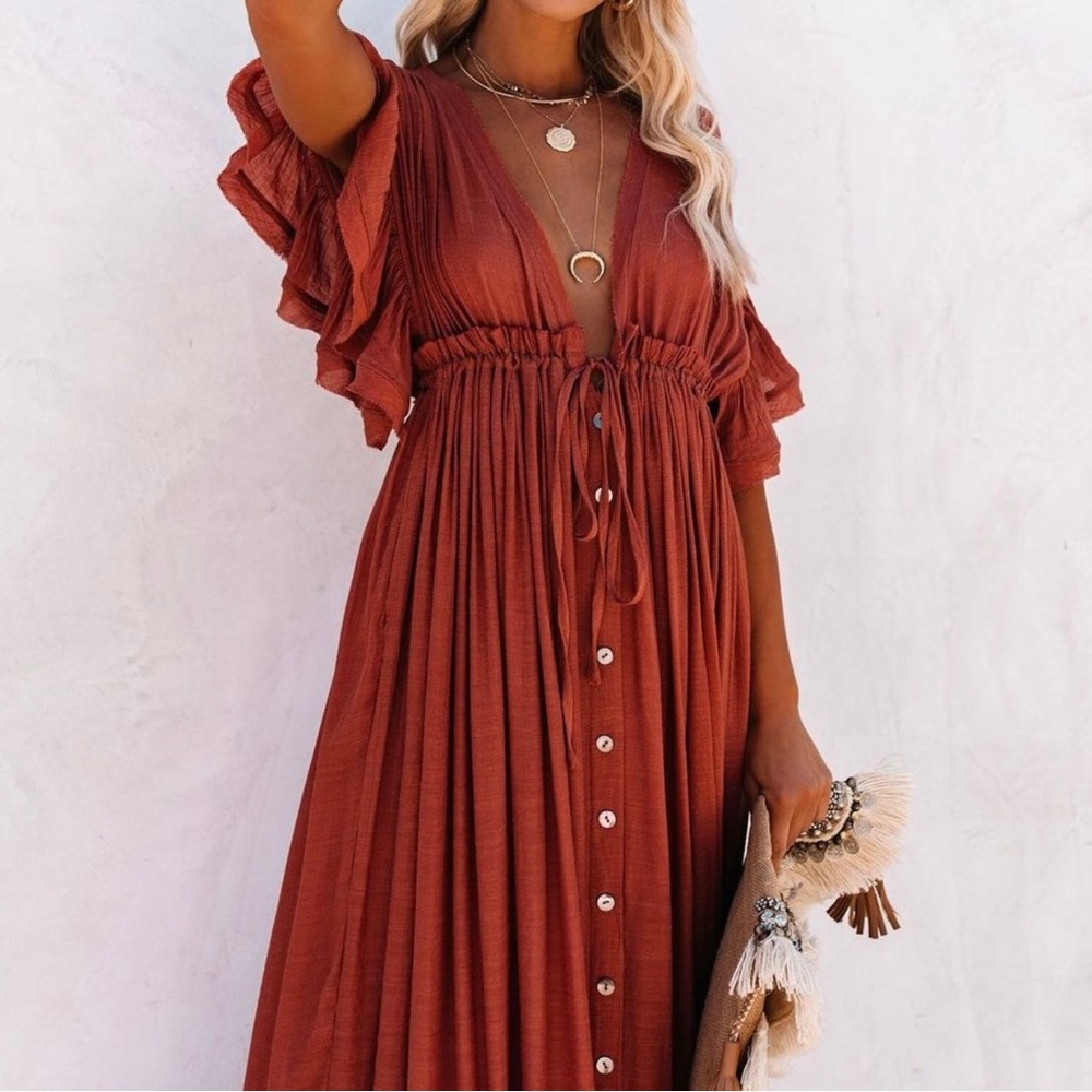 Rust Flowy Shop Fig Dress